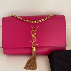 SAINT LAURENT MONOGRAM KATE SMOOTH MEDIUM CLASSIC TASSEL FUCHSIA PINK
